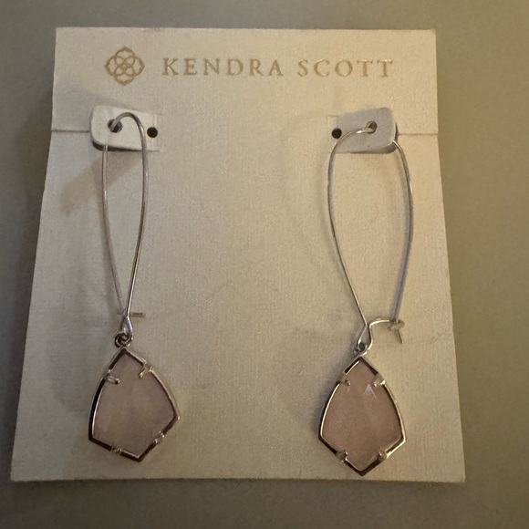 NWT: Kendra Scott Carinne Sterling Silver Rose Quartz Drop Earrings - Picture 3 of 7